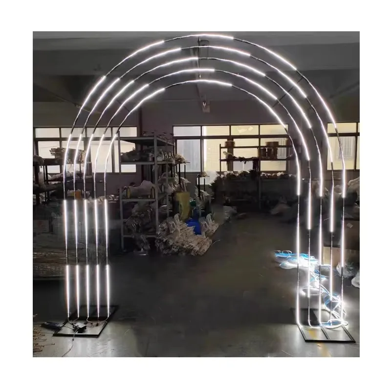 Black wrought iron wedding starry sky zenith decoration meteor shower light LED streamer arched marquee metal bracket