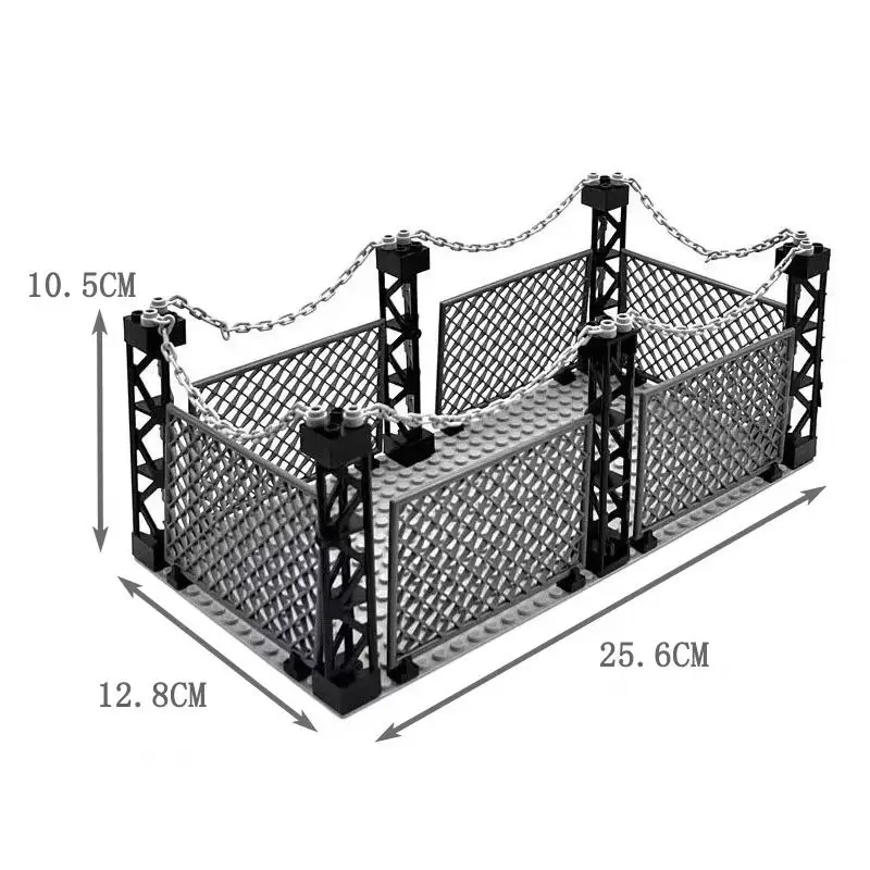 MOC ogrodzenie wojskowe siatka ochronna małe cząstki akcesoria do klocków kompatybilna klatka dla dinozaurów montaż modeli cegieł zabawki