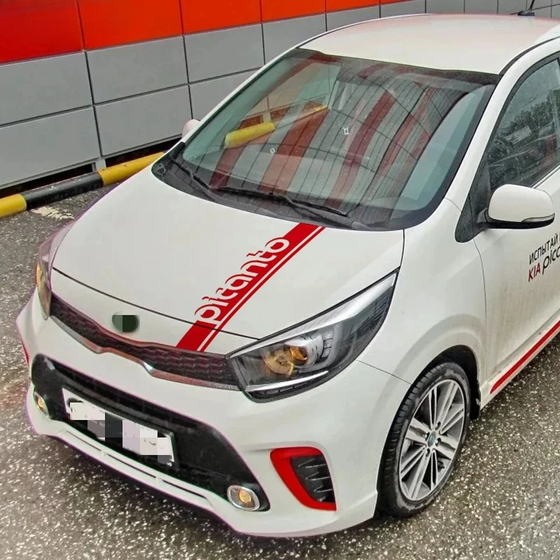 

For KIA Picanto Morning Sport Stripes Car Hood Bonnet Sticker Auto Engine Cover Decor Vinyl Decals Racing Styling Accessories