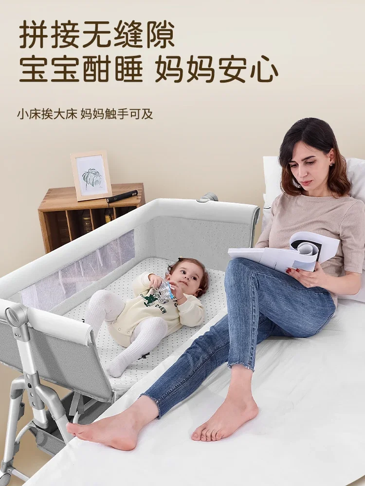 Multi Functional Foldable Baby Crib Mobile and Portable Newborn Crib European Style Baby Crib Splicing Large Bed