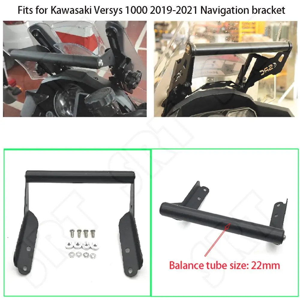 

Fits for Kawasaki Versys 1000 KLZ1000 VERSYS1000 ABS 2019-2023 Motorcycle Smart Phone GPS Navigation Holder Adapt Plate Bracket