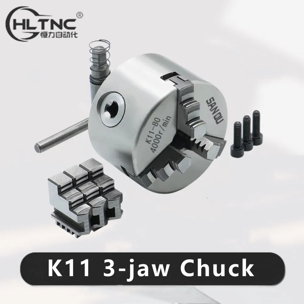 HLTNC K11 3 Jaws Manual Self-Centering Lathe Chuck 80 100 125 160mm Tools Accessories For CNC Grinding Milling Turning Machine