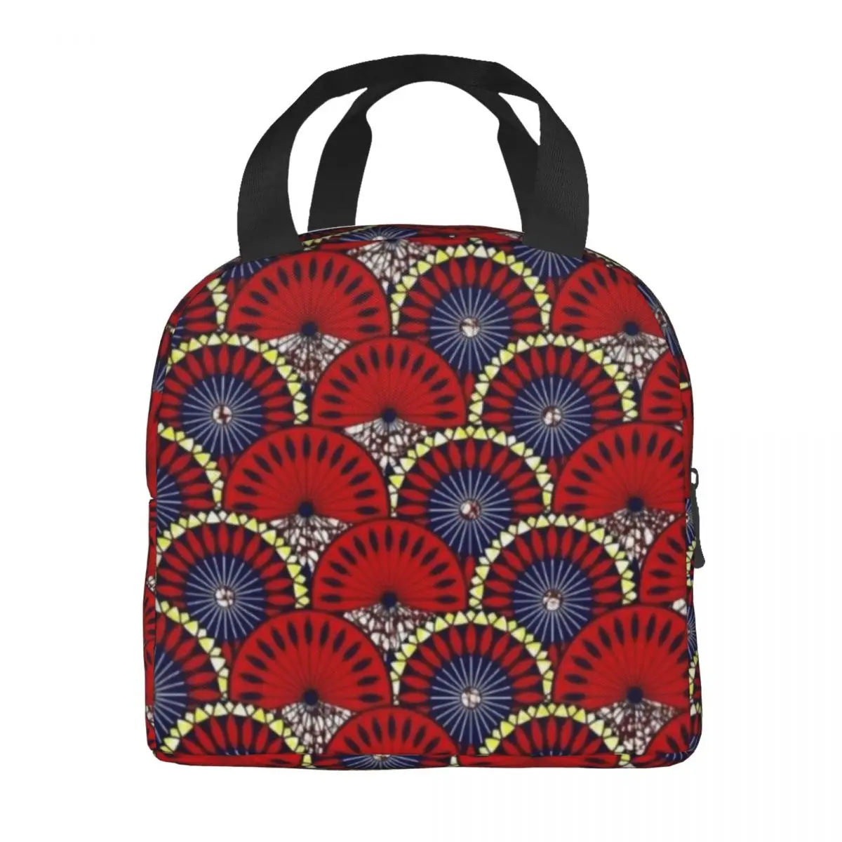 Bolsas de almuerzo con estampado de cera holandesa para mujer, Tote de almuerzo con patrones africanos, caja de comida de viaje para acampar al aire