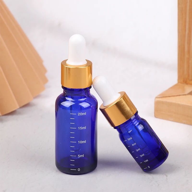 Compte-gouttes HI avec échelle, goutte pour les yeux réactif, verre bleu, d'extraction pipent liquide d'aromathérapie, quotidien, illable, voyage HI, 5ml-100ml