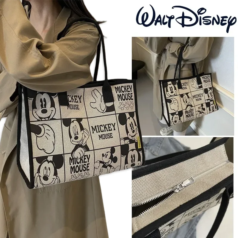 

Сумка-тоут с Микки Маусом Disney для женщин и девочек, сумка для хранения книг, дорожная милая большая вместительная модная сумка на плечо для подмышек