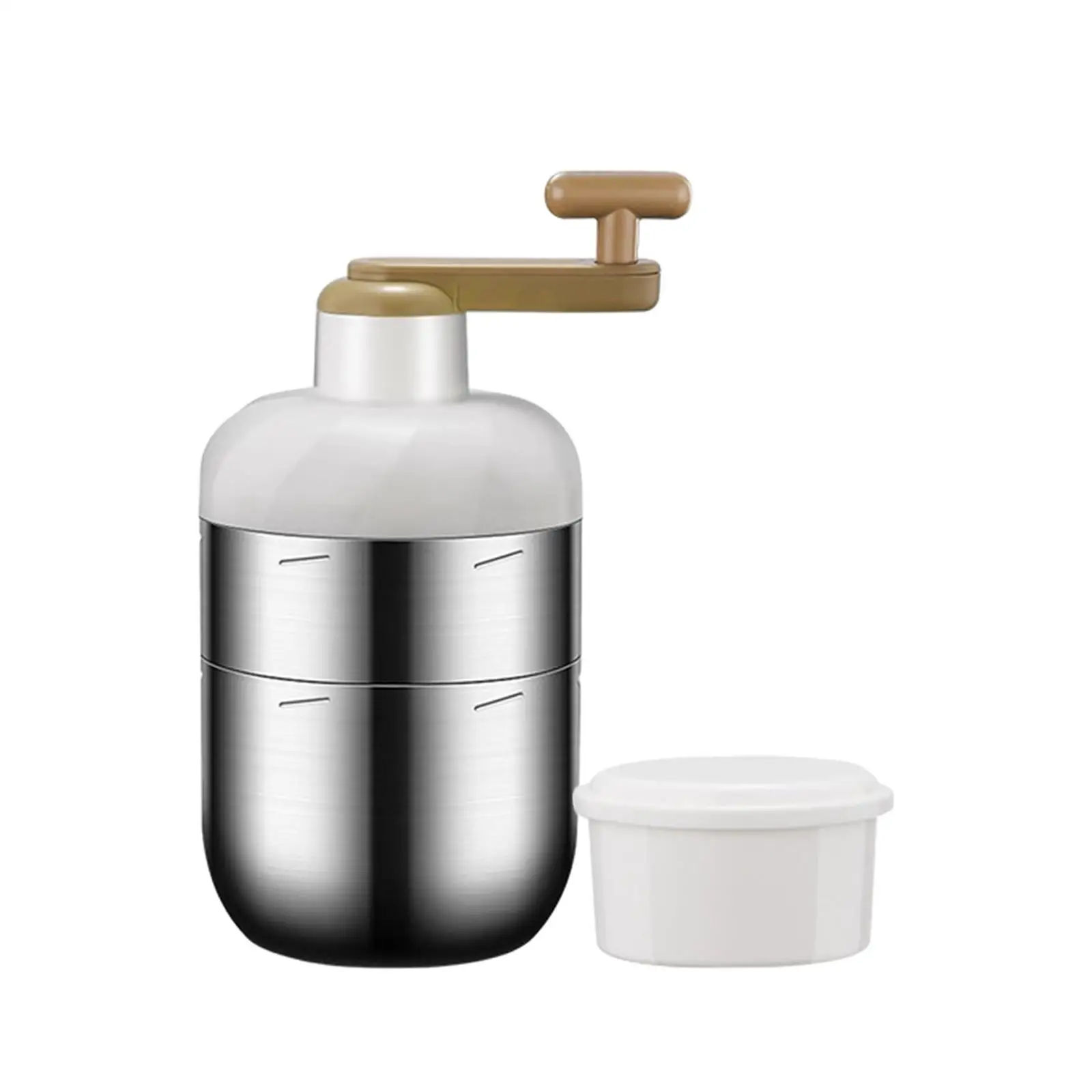 เครื่องบดน้ำแข็งแบบมือหมุนขนาดเล็กทำจากสเตนเลสสตีลสำหรับเด็กใช้ในครัวเรือนงาน DIY แบบโฮมเมดสนุกสนานพกพาสำหรับห้องครัวบาร์ปาร์ตี้