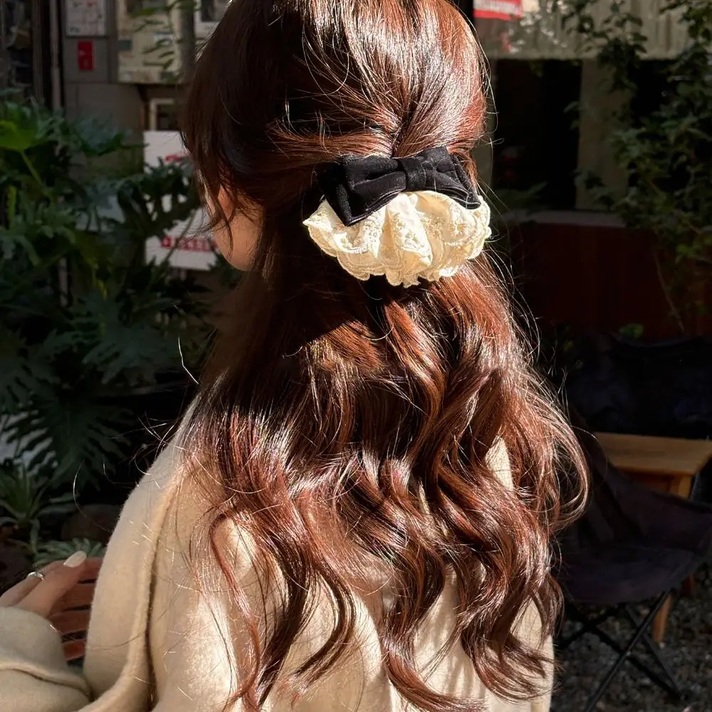 

Cute Cloth Red Velvet Bow Hair Clip Hair Clips Wine Red Bowknot Spring Clip Korean Style Vintage Style Lace Bow Hairpin Gift