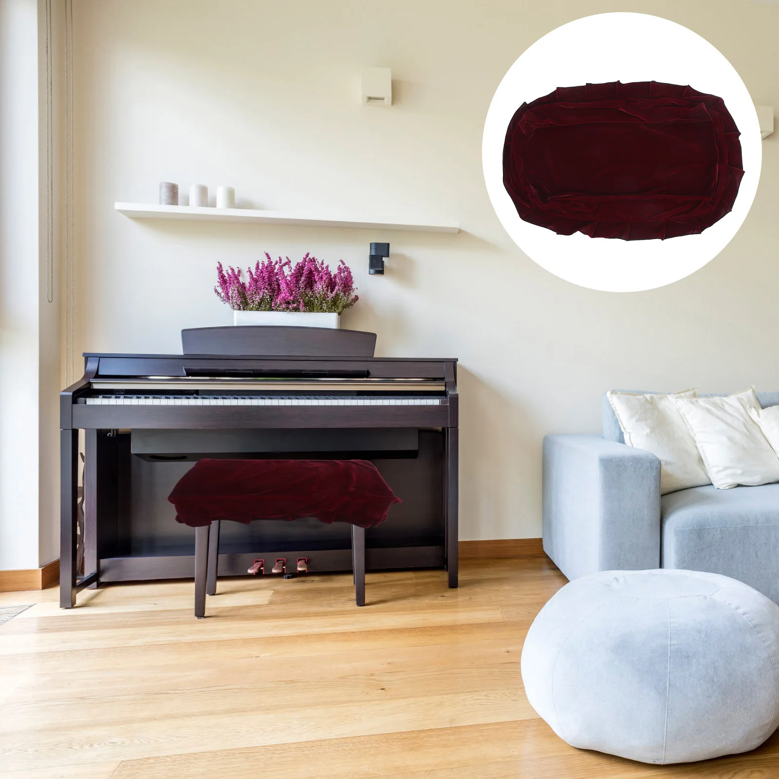 

Universal Fit Piano Stool Cover Washable Elastic Fabric Dust Resistant Seat Cover for Hotel Store Home Use Tool