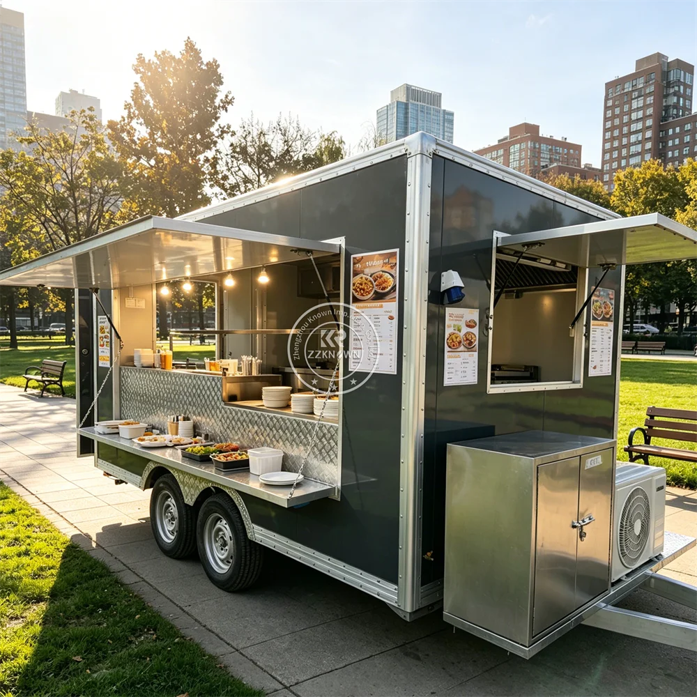 

Mobile Dessert Truck Hot Dog Beverage Trailer USA Customized Food Concession Trailer With Full Kitchen Equipments