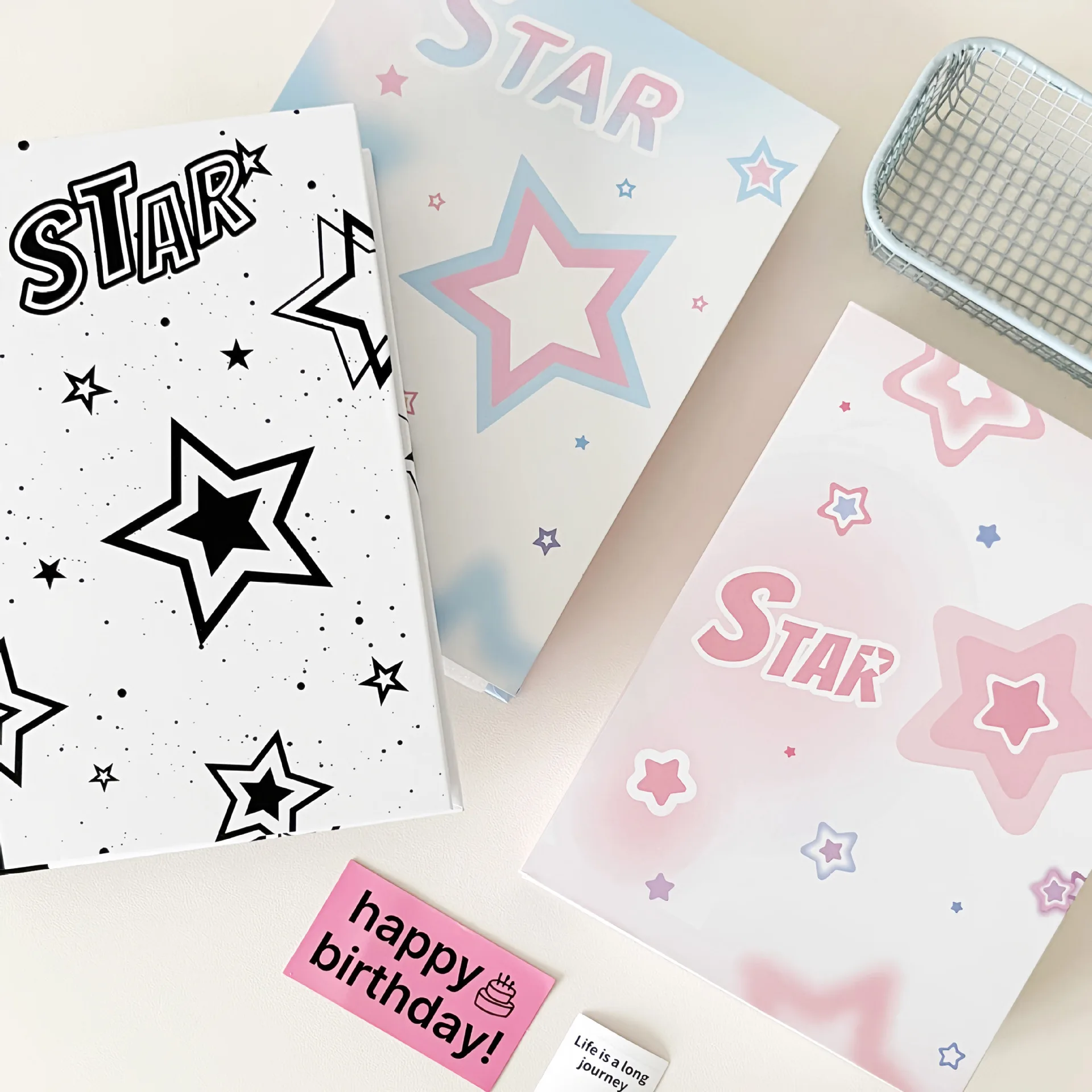 Y2K Gradient Cute Cartoon A5 Loose Leaf Album, Star Chasing Hard Shell Three Inch Card Book, Thin Storage Book