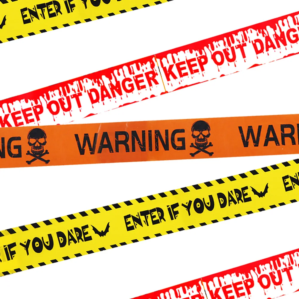 Halloween Warning Tape Orange Yellow Red Safety Signs Caution Fright  Crime Scene Tape Caution Party Horror Scene Decor Supplies