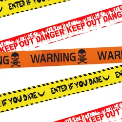 Halloween Warning Tape Orange Yellow Red Safety Signs Caution Fright  Crime Scene Tape Caution Party Horror Scene Decor Supplies