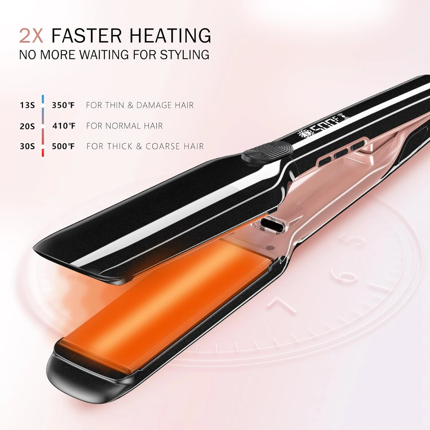 RUCHA Hair Straightener Professional High Temperature Keratin Treatment 500F Hair Flat Iron for Frizzy Hair Recovers the Damaged