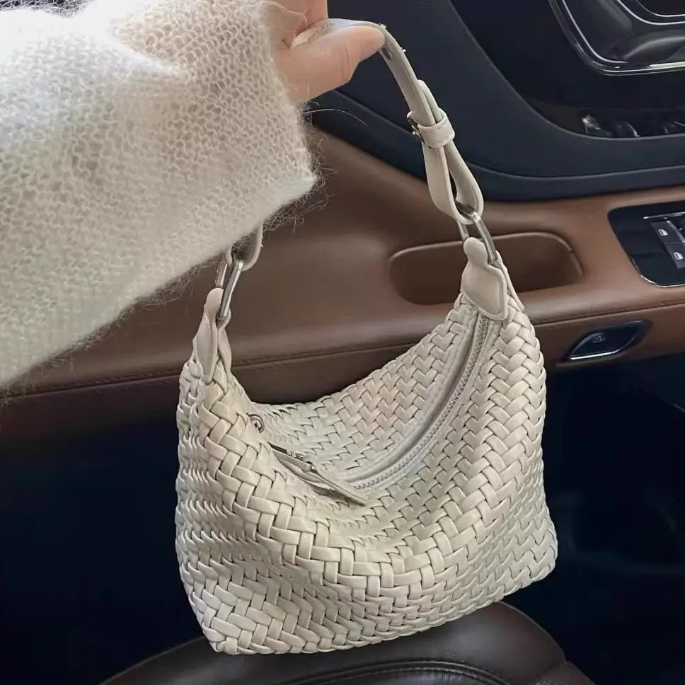 Somenie niche woven handbag women's 2026 new versatile soft leather casual hand carry messenger bag premium shoulder bag view 2