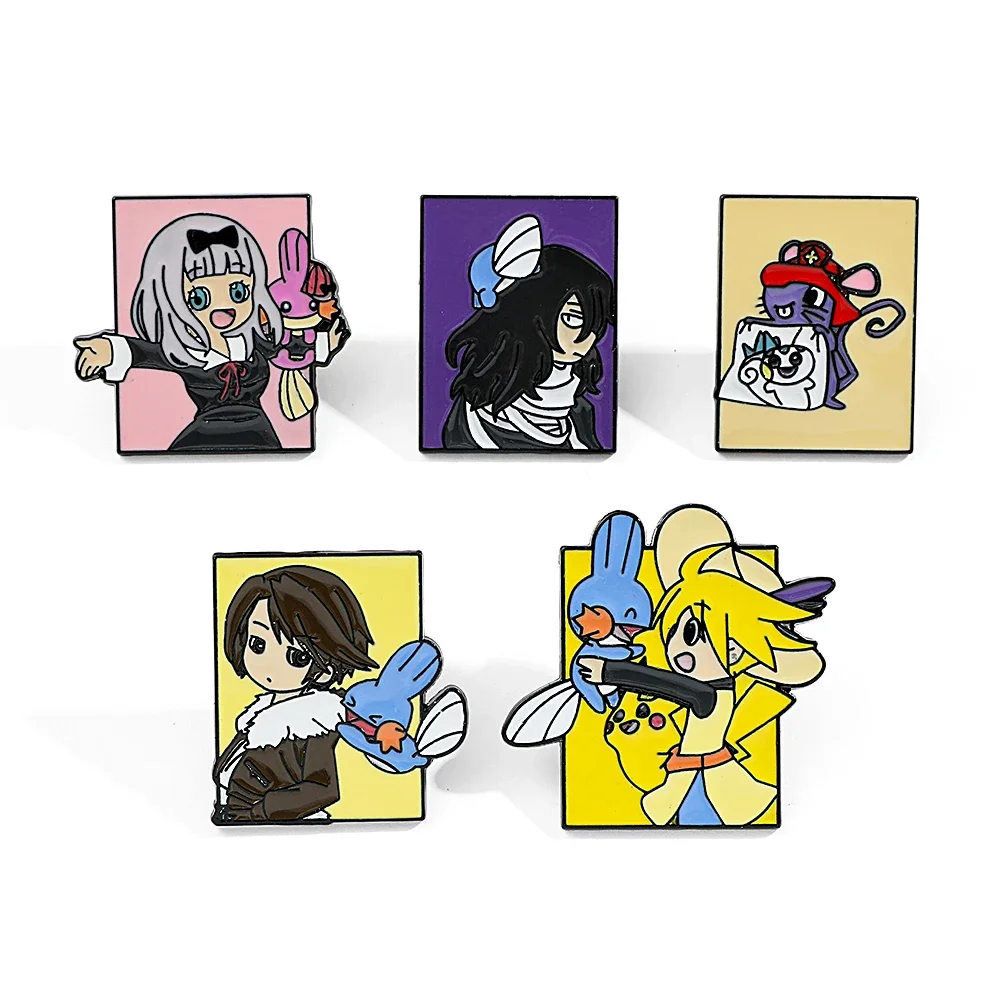 5 Broches de Personajes de Anime Pokémon, Pin de Esmalte de Moda, Insignia de Metal, Joyería, Accesorios para Ropa y Mochilas, Regalo para Amigos