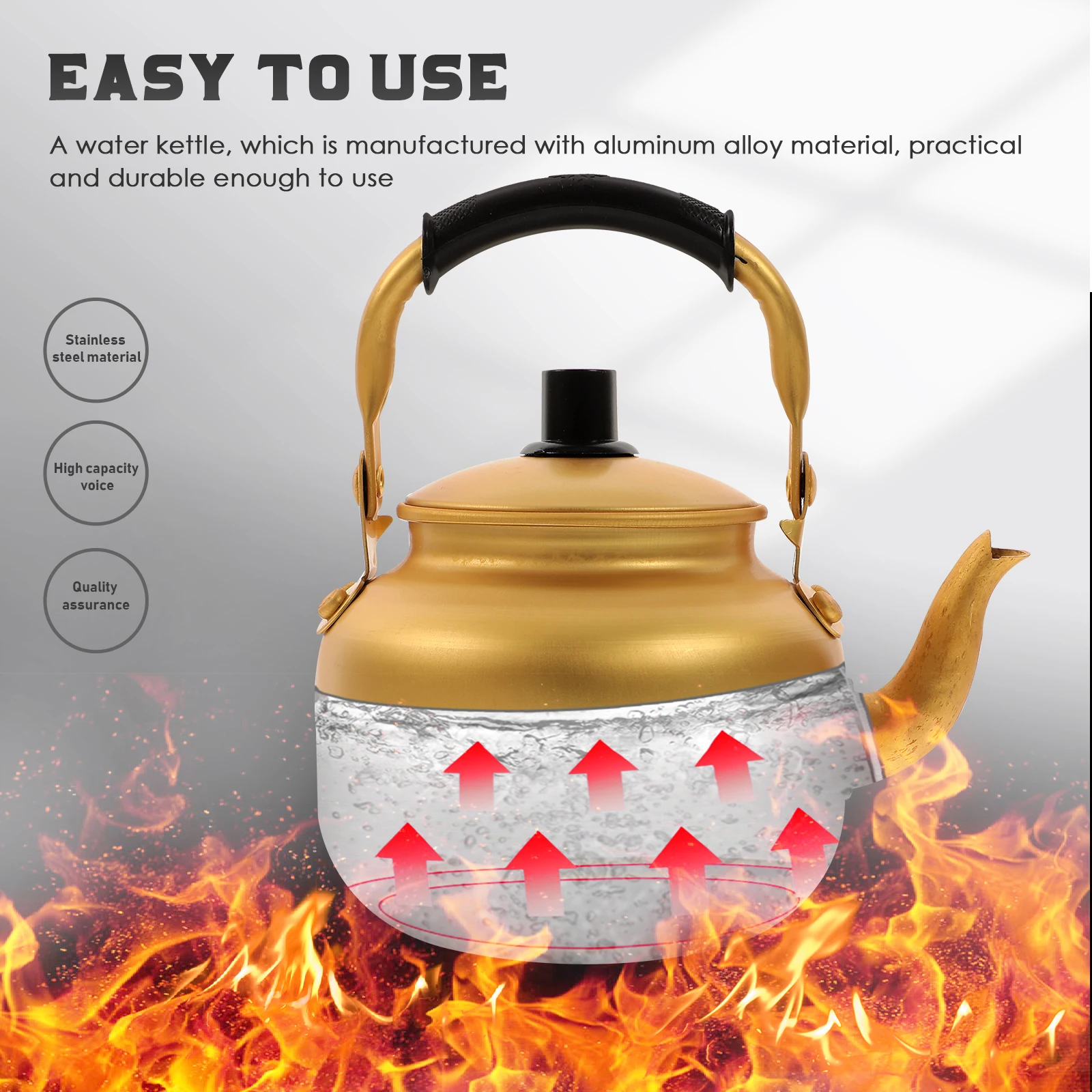 

1pcs Retro Stovetop Kettle Anti-scald Handle Aluminum Alloy Compact Easy Clean Household Kitchen Tea Pot Coffee Kettle
