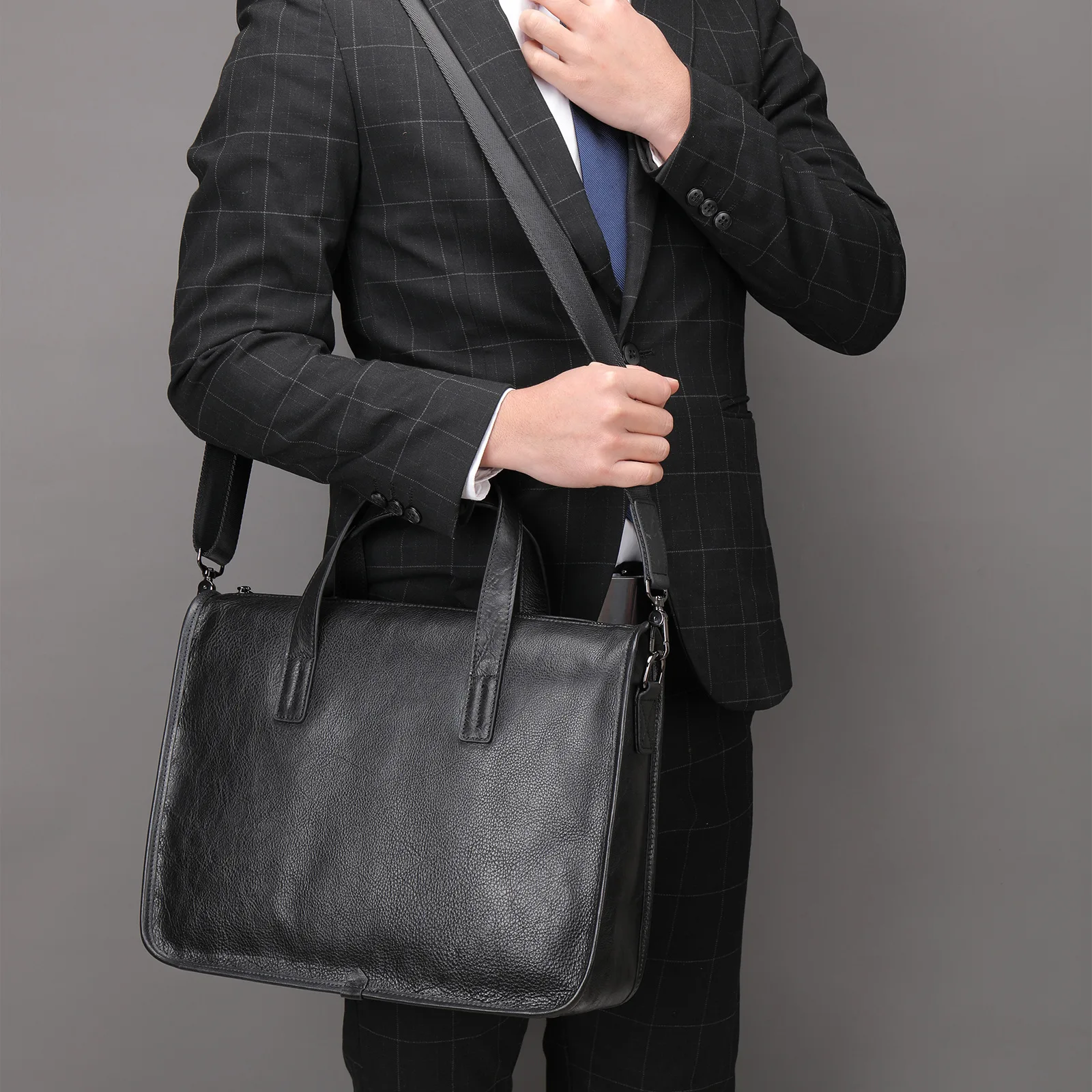 الرجال حقيبة يد جلد طبيعي حقيبة كمبيوتر محمول الذكور حقائب كتف متنقلة سعة كبيرة الرجال حقائب