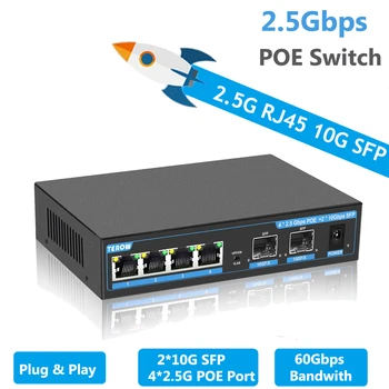 2.5g poe switch gigabit switch 4 8 portas rj45 poe 10g sfp uplink switch ethernet de rede não gerenciada para câmera ip app sem fio