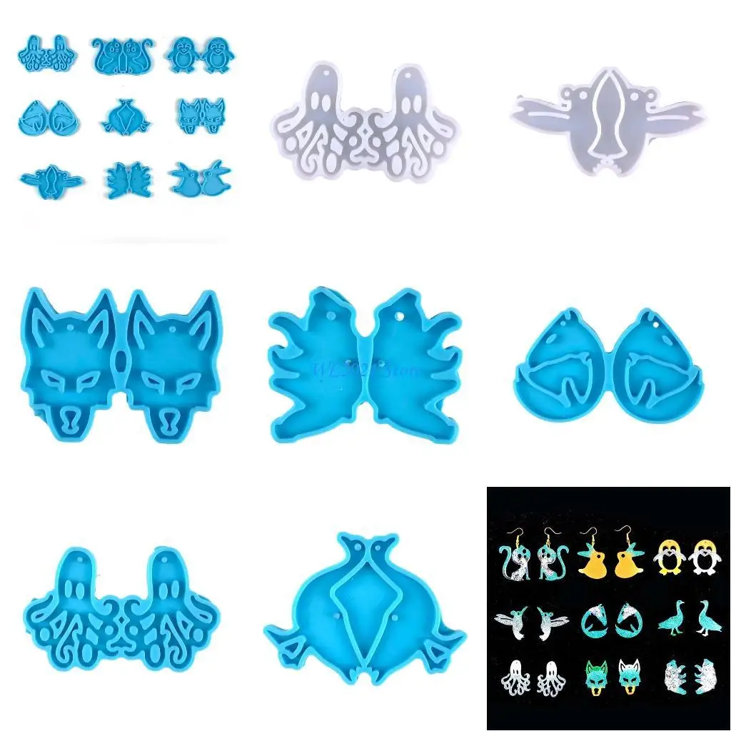 

G5GC Various Animals Earrings Mould Silicone Epoxy Resin Molds DIY Necklace Jewellery Making Keychain Decoration