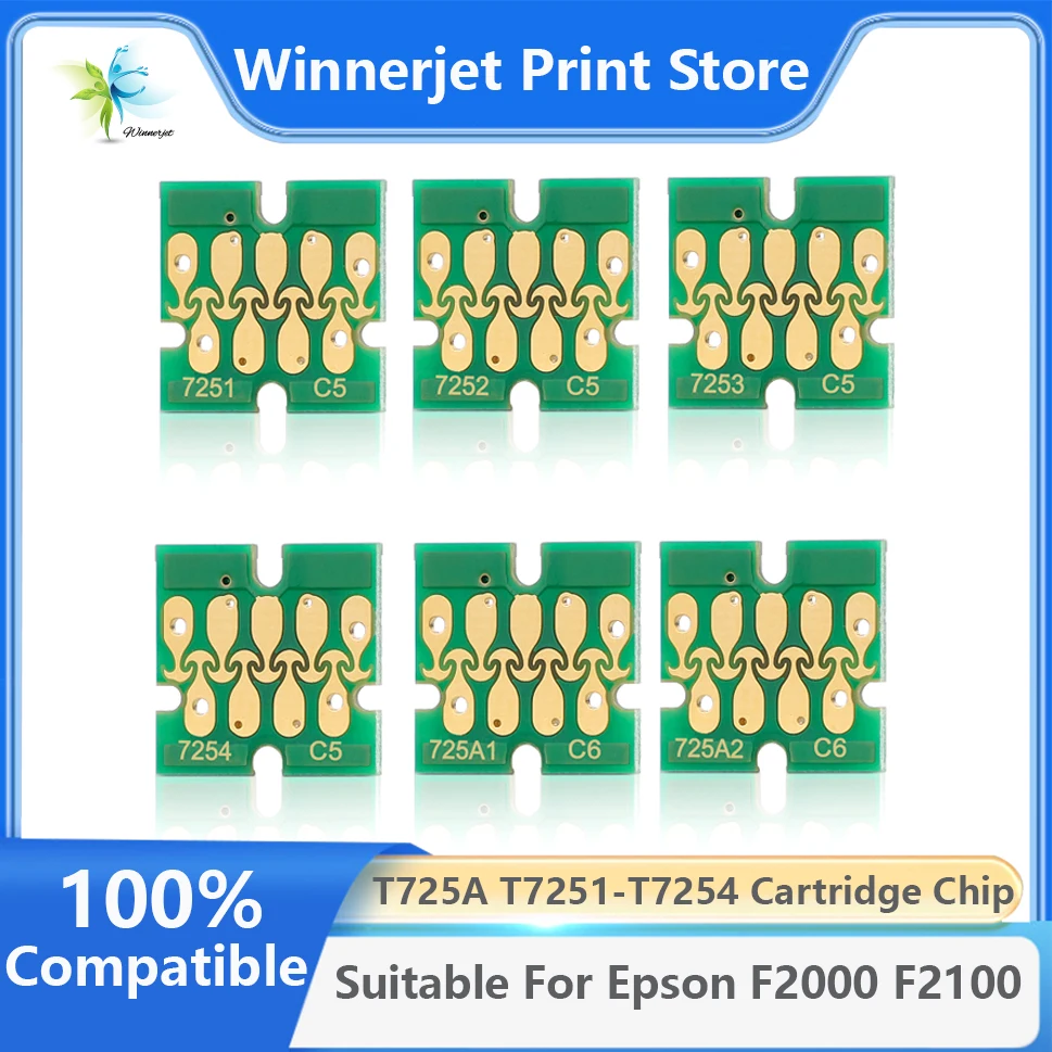 T7251 T7252 T7253 T7254 T725A Ink Cartridge Chip For Epson SureColor F2000 F2100 Printer One Time Use Chip