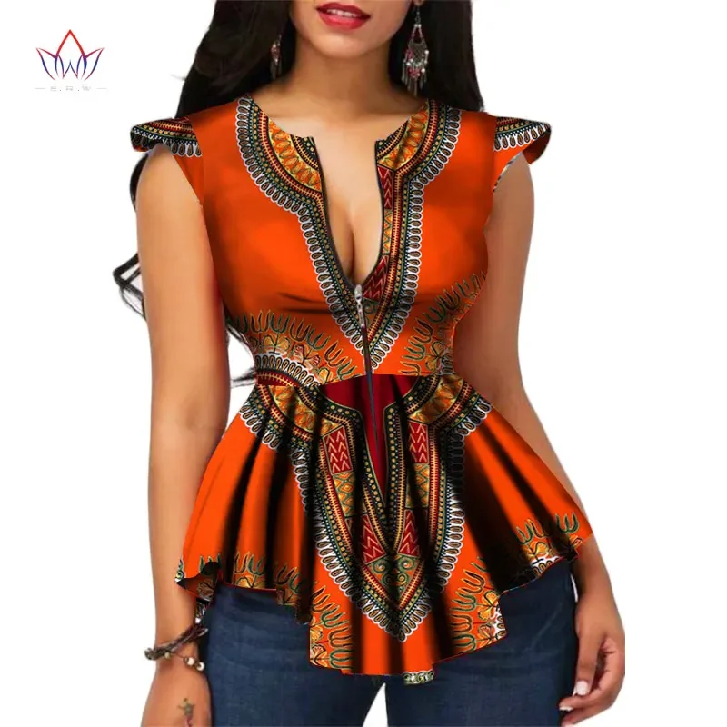 BRW Africa Style Women Modern Fashions Womens Tops Dashiki African Print Tops Shirt Plus Size M-6XL Women Clothing WY2556