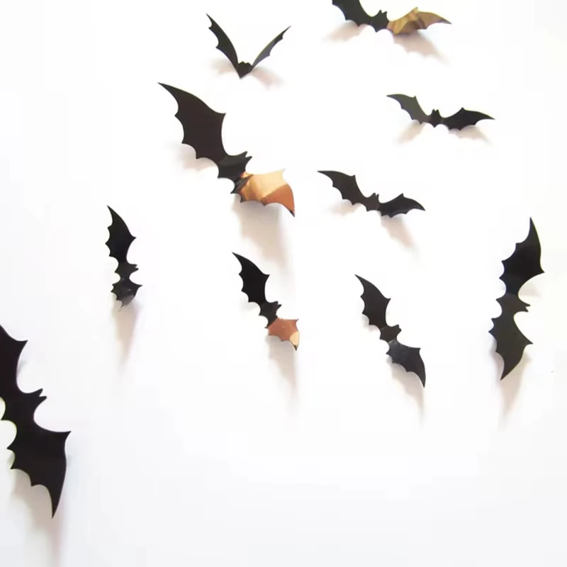 3D Schwarze PVC Fledermaus- und Spinnen-Wandaufkleber, Gruselige Halloween-Dekorationen, Party-Requisiten, DIY Heim- und Bar-Deko, Spukhafte Ornamente – Detail 21