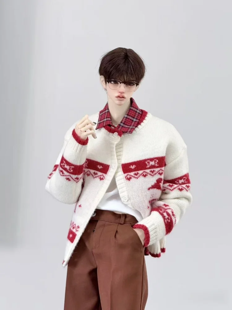 (Weihnachtspullover) BJD Puppenkleidung für ID75 YC77 AM77 Puppen Rot Blau Pullover Puppen Kleidungszubehör (keine Puppe)