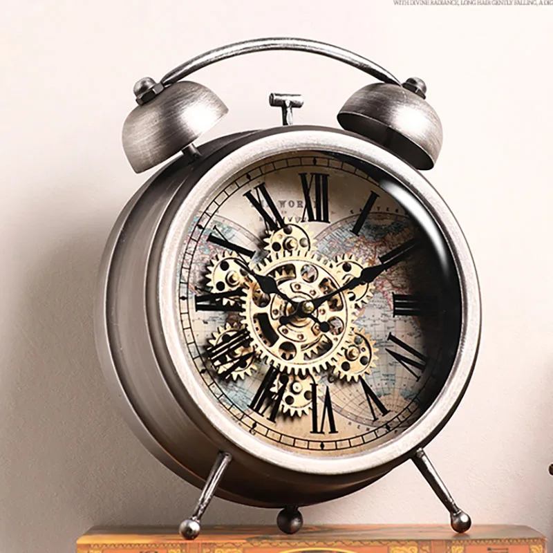 

Retro Gear Mechanical Clocks Seat Clock Living Room 2025 New American Pendulum Clock Desktop Alarm Clocks Vintage Ornament