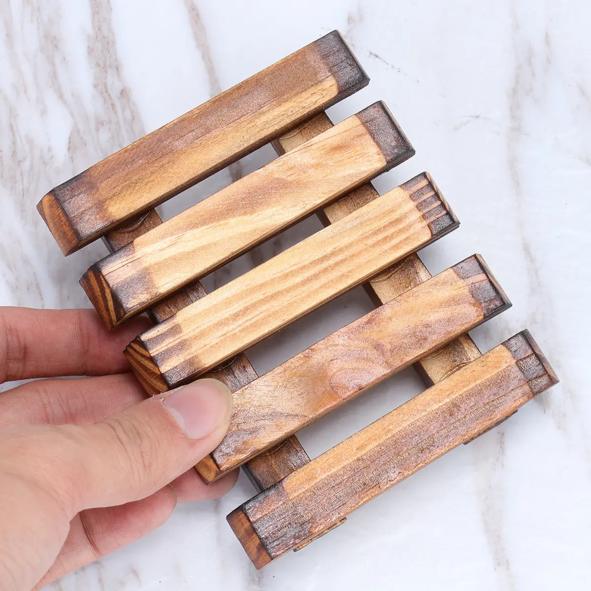 Carbonized Wood Soap Rack Unique Shape Drainage Design Keeps Soap Dry Longer Extends Life Perfect for Shower Sink Counter Top