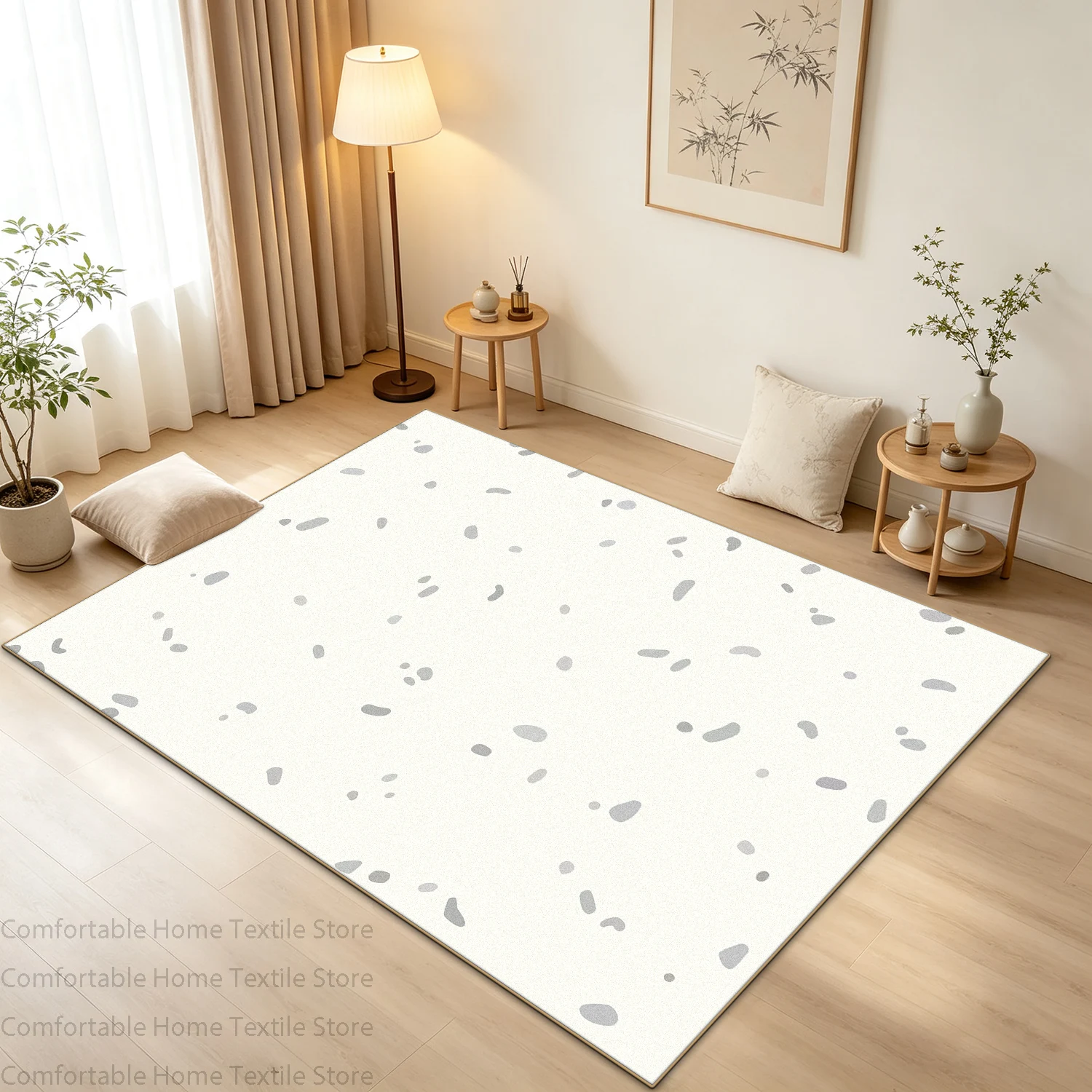 Ins Cream Style Cute Simple Living Room Carpet Washable Soft Foldable Kawaii Room Decor Floor Mats Easy Cleaning Cloakroom Rug