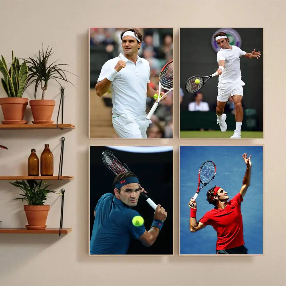 Athlete R-Roger F-Federer  Poster Self-adhesive Art Waterproof Paper Sticker Coffee House Bar Room Wall Decor