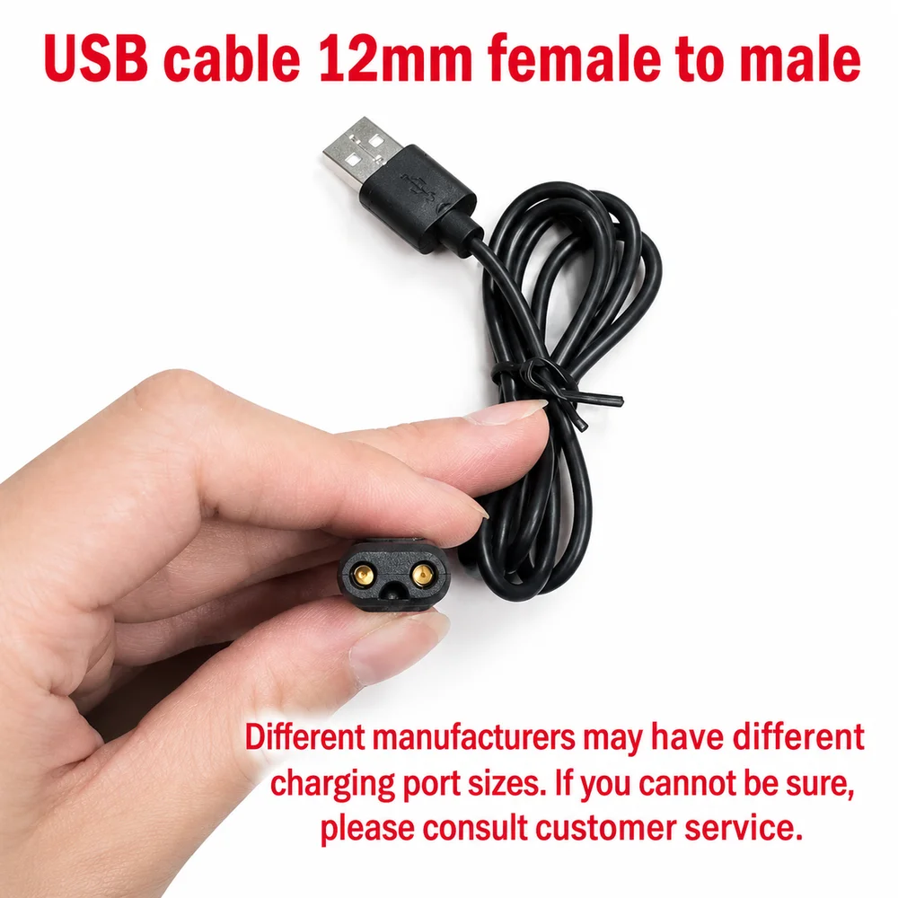 1Pcs 2-Hole Headlight Flashlight Charger Round Head Strong Beam Round Headlight Charger B-Type Charger Cable Dual Port Charger