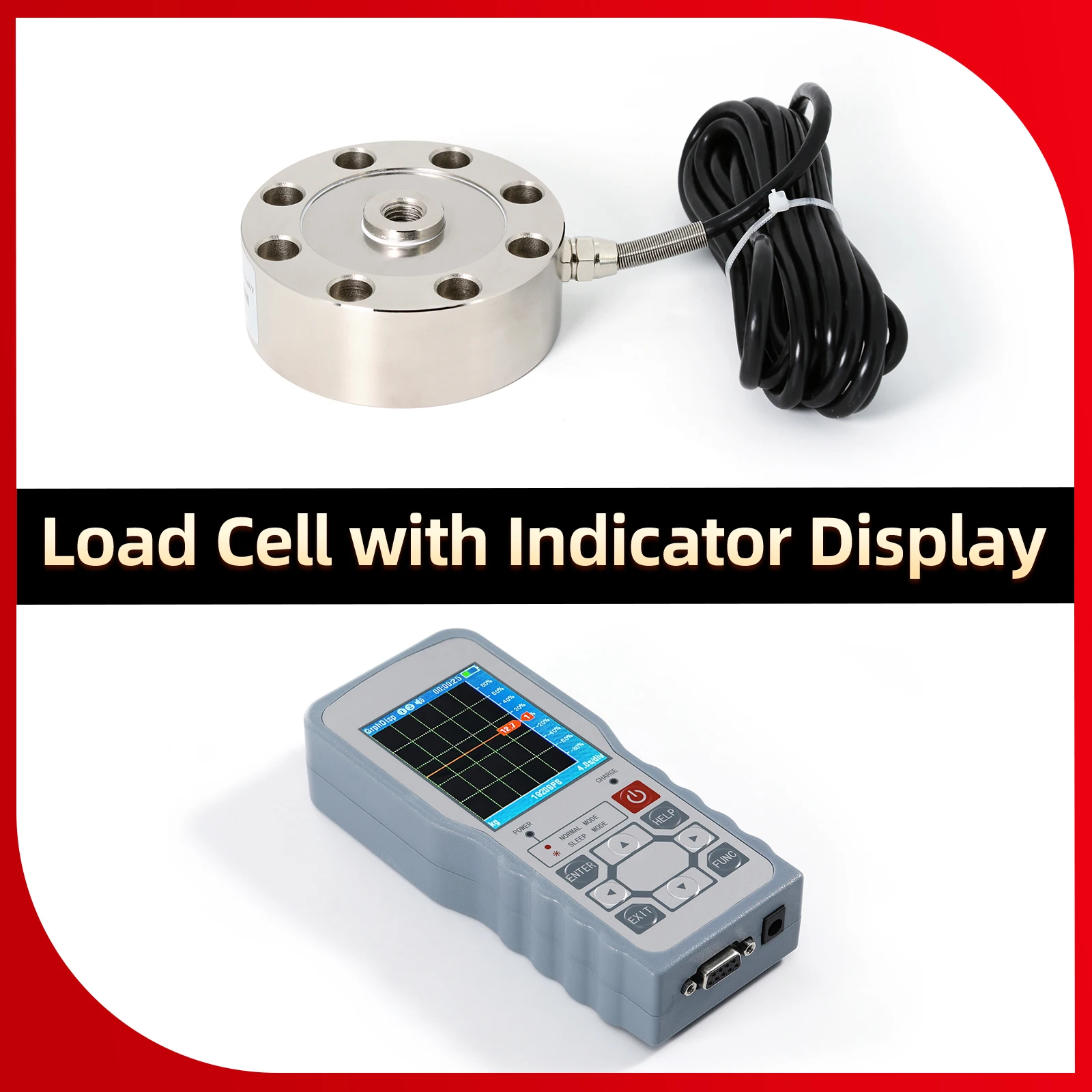 

∅72 Spoke Load Cell Sensor and Digital Force Gauge,Test Compressive Force and Tensile force,Capture Transient Waveform Data