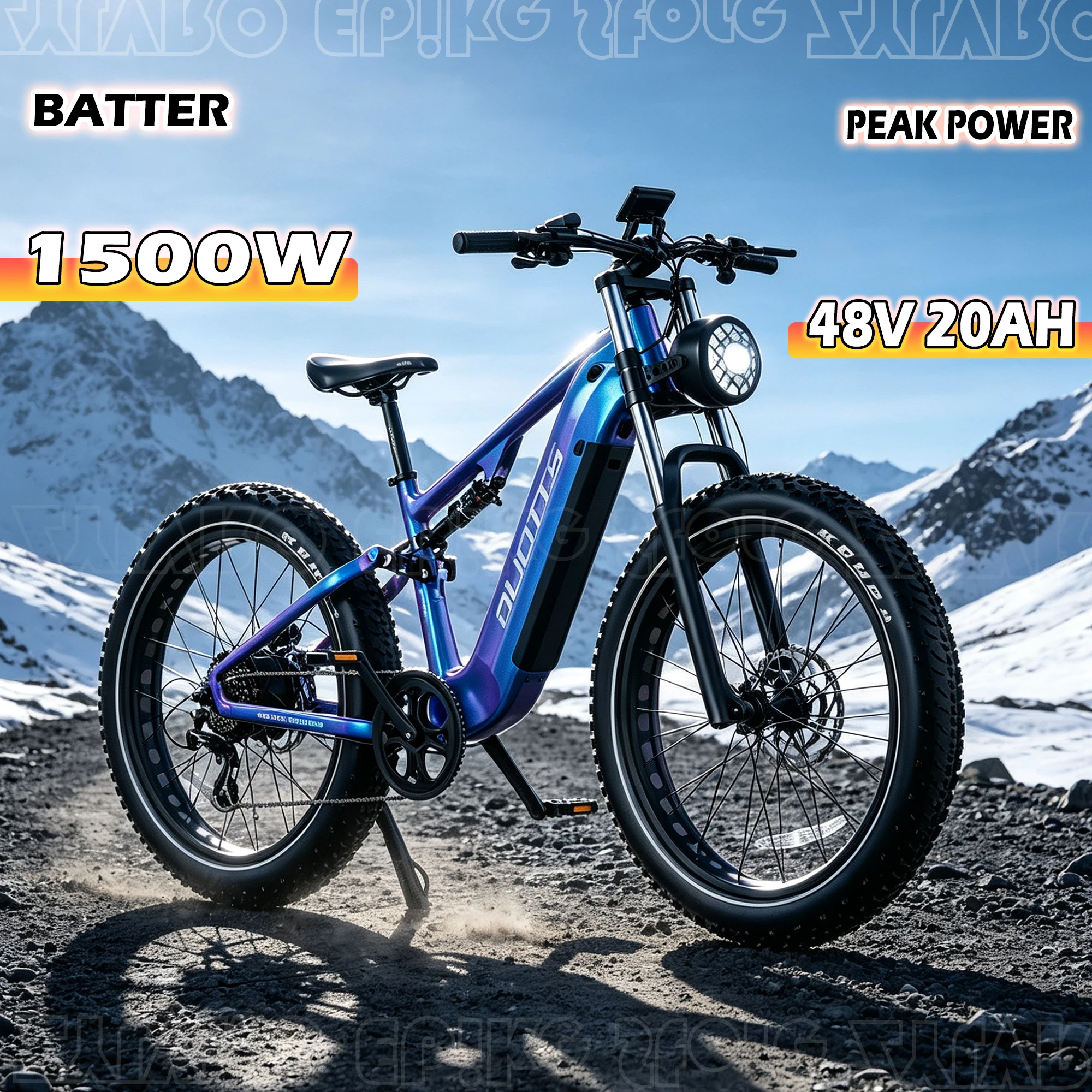 Bicicleta eléctrica todoterreno DUOTTS E26 con motor sin escobillas de 750W, batería de litio de 48V 20AH, ruedas anchas de 26 pulgadas, versión premium E-BIKE.