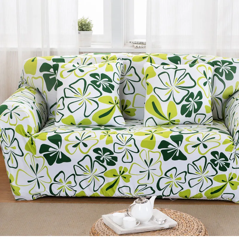 Lucky Clover Pattern Sofa Cover, Floral Sofa Cover, Anti Pet Scratch and Antiskid Sofa Cushion with Armrest