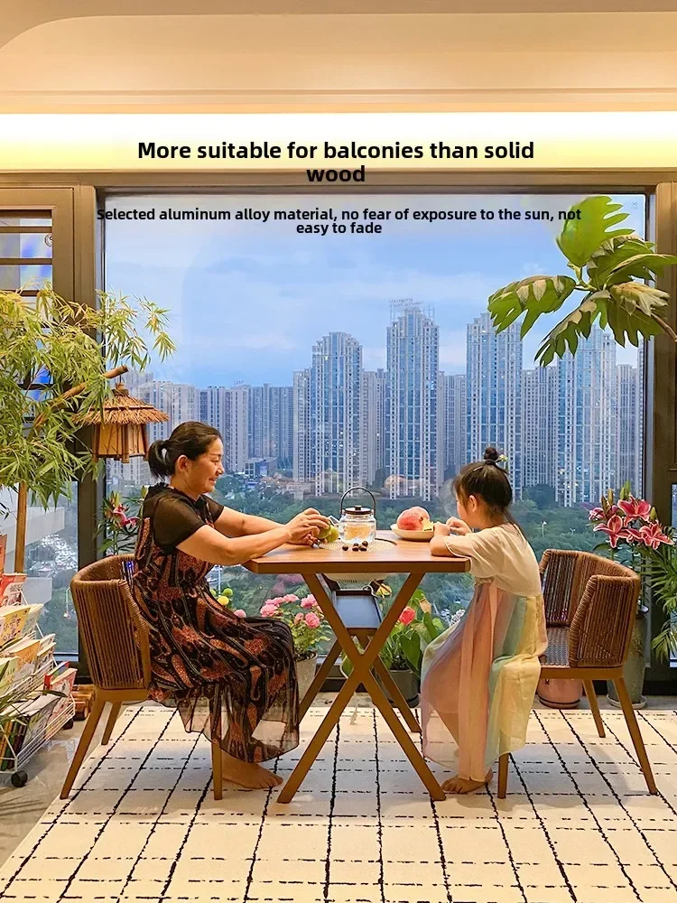 Tea table Balcony Electric ceramic stove Small tea table Multifunctional  Rattan braided enclosure stove  and chair combination
