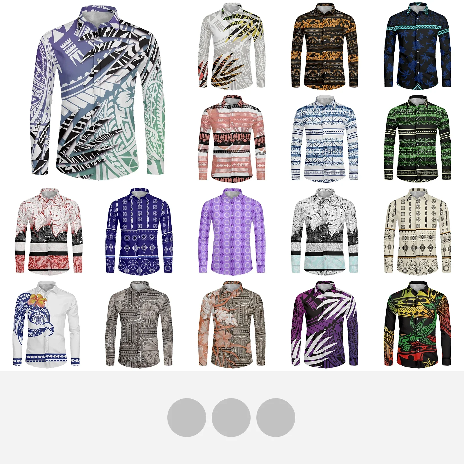 

Polynesian Tribal Pohnpei Totem Tattoo Prints Men Shirt Fashion Causal Long Sleeved Male Dress Social Business Brand Shirt Soft