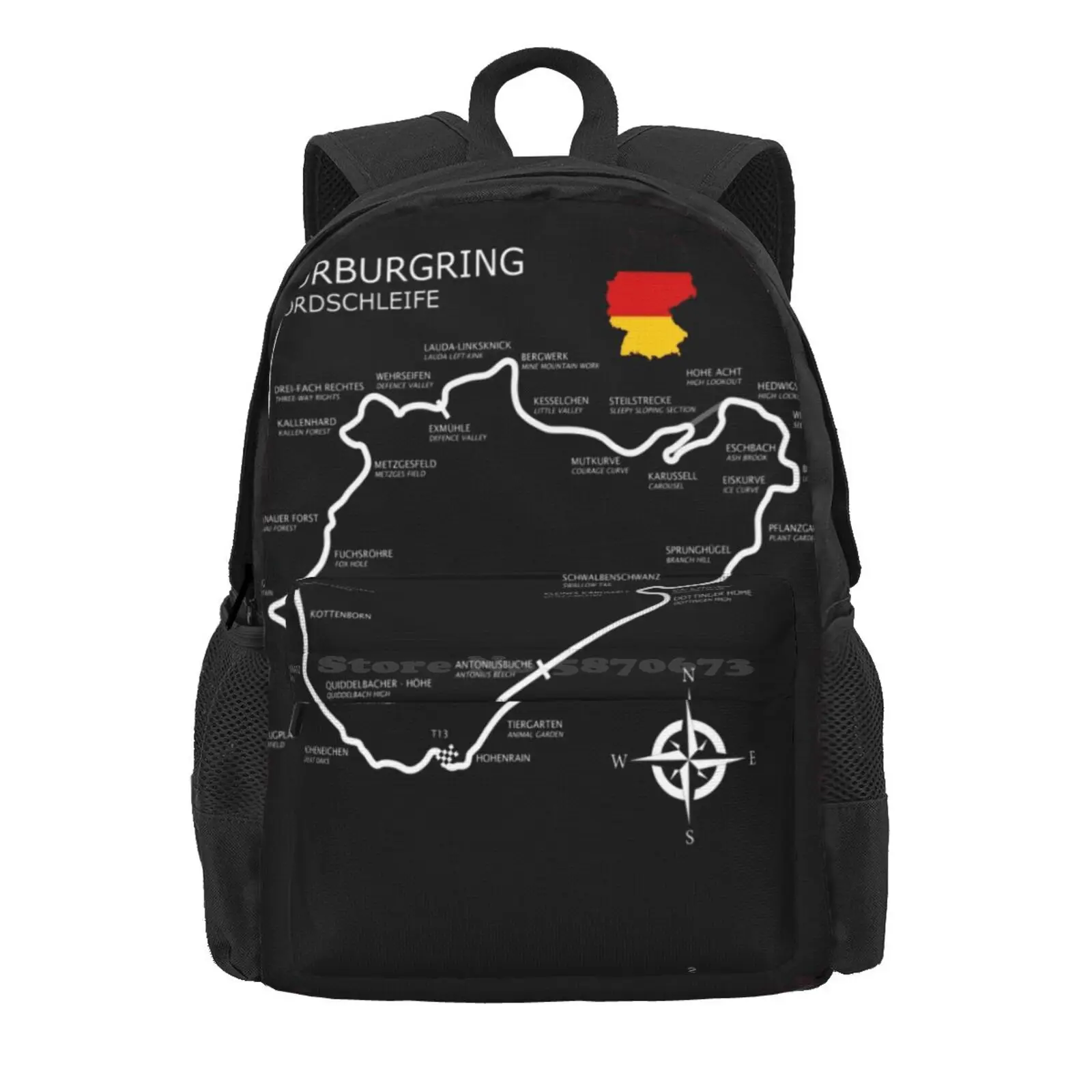 The Nurburgring - Nordschleife Hot Sale Schoolbag Backpack Fashion Bags Nurburgring Grand Prix Circuit Transportation Motor