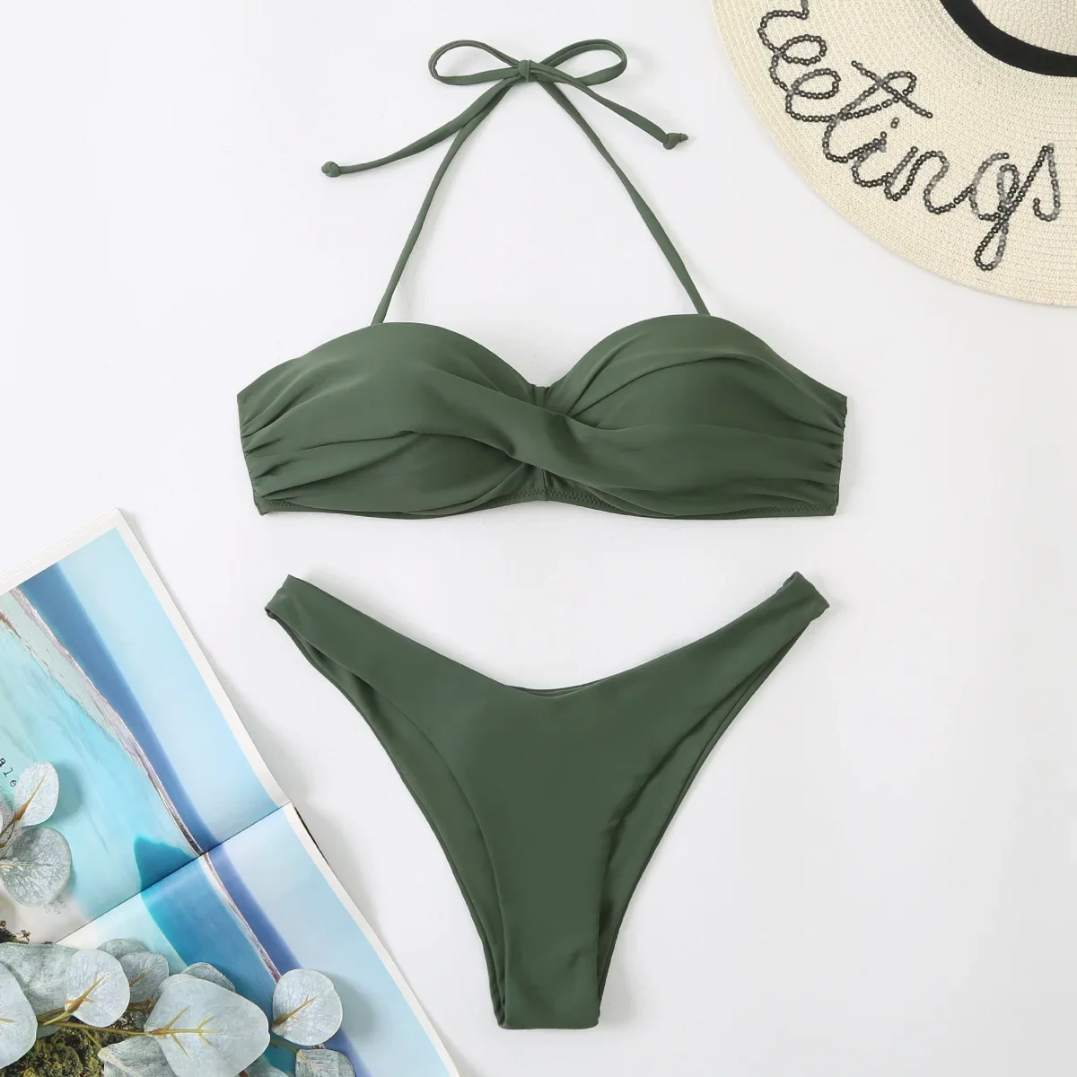 Push up bikini conjunto de banho feminino 2025 novo maiô underwire praia maiô para mulher