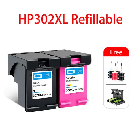Compatible Refillable Ink Cartridge For HP302 302XL Deskjet  3634 3636 3637 3638 3639 Envy 4510 4511 4512 4513 4516   Printer