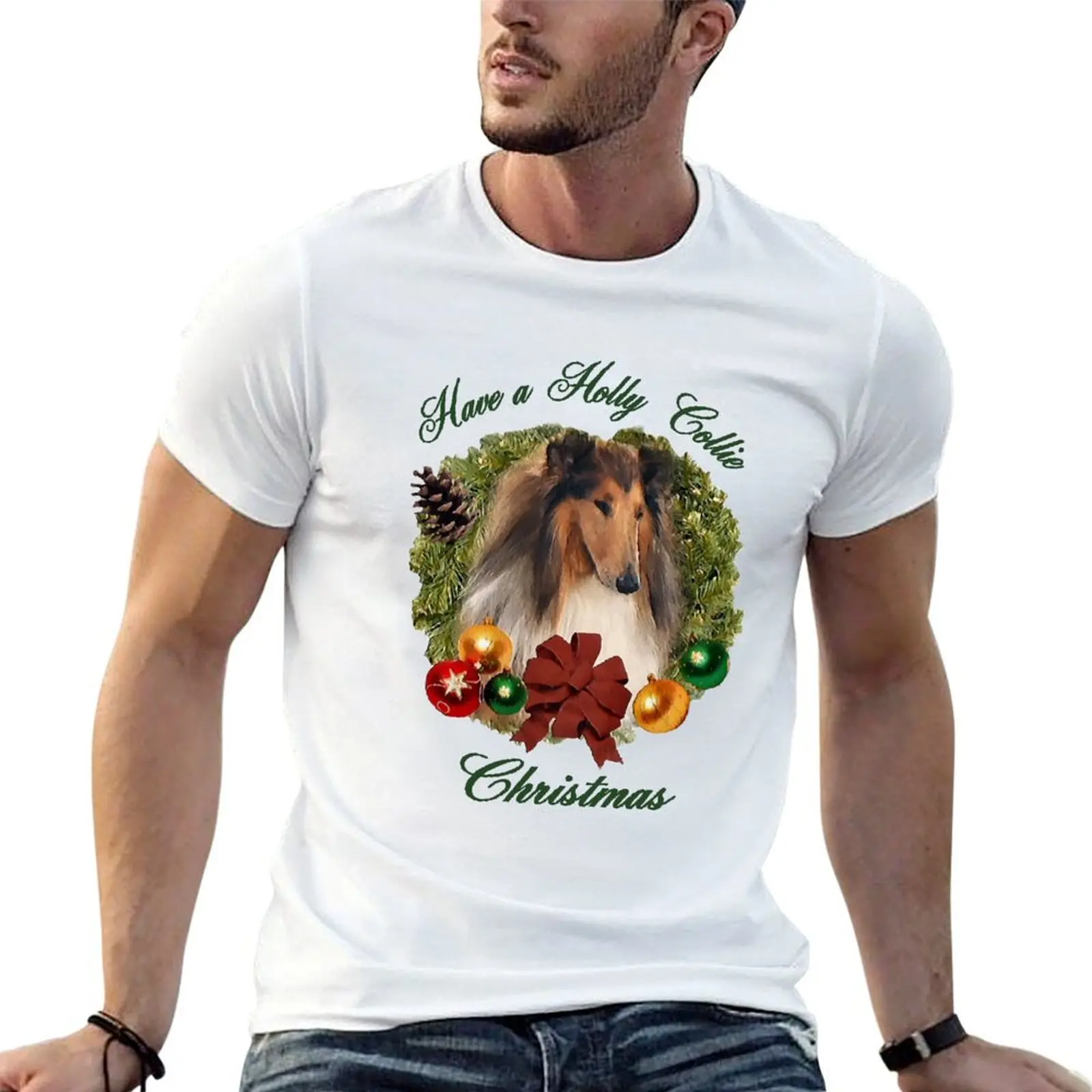 Rough Collie Christmas Gifts T-Shirt funny t shirts man graphic t shirts for man t shirt custom print T-shirt