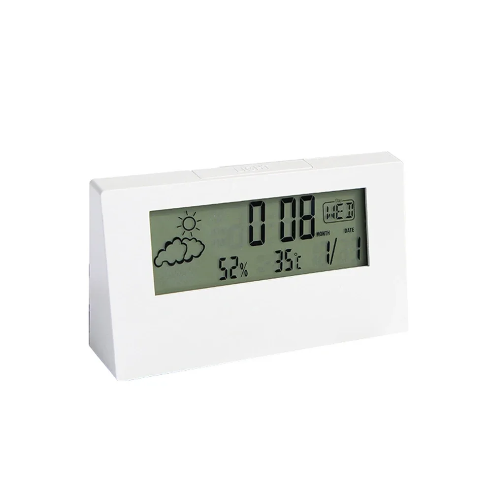 Creative Small Alarm Clock with Thermohygrometer and Weather Display Accurate Temperature and Humidity Measurement