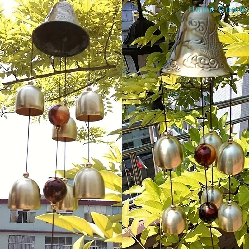 6 Copper Bells Outdoor Metal Wind Chimes - Decorative Hanging Ornament For Yard & Garden, Ideal For Home Outdoor Decoratiproduct