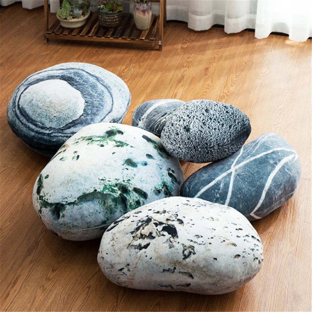 Throw Pillow with Filler Simulated Soft Pebble Stone Floor Pillow for Children Room Decor Movie Props Hugging Pillow Cushion