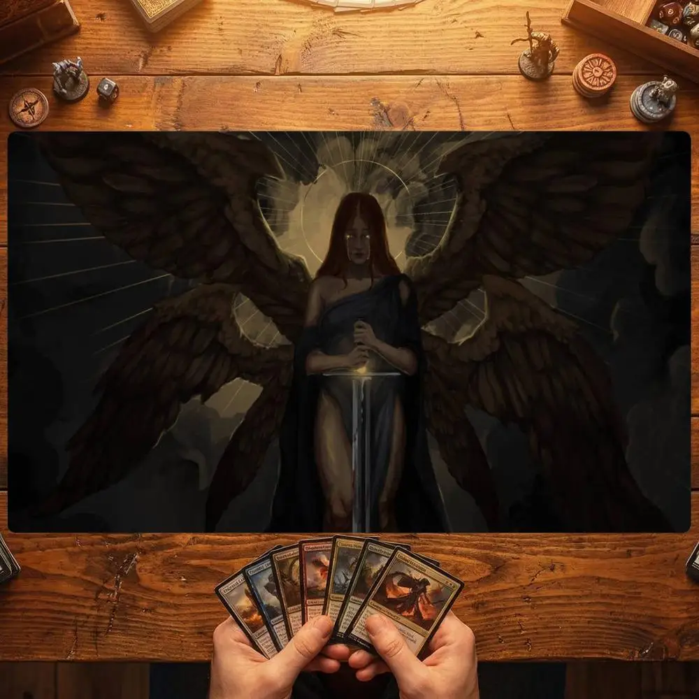 Brown Wing Sword Maiden Magic Party Game Mat Durable Rubber for MTG&TCG Games 35X60 Mouse Pad Offices Desk Mats Friendly Design