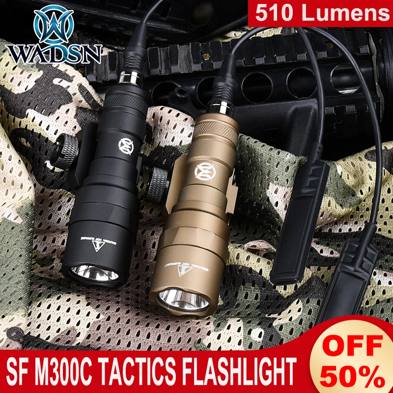 

Wadsn Tactics M300C Flashlight White LED Light Scout Lamp M300c Outdoor Hunting Spotlight 510 Lumens M300 Torch For 20MM Rail