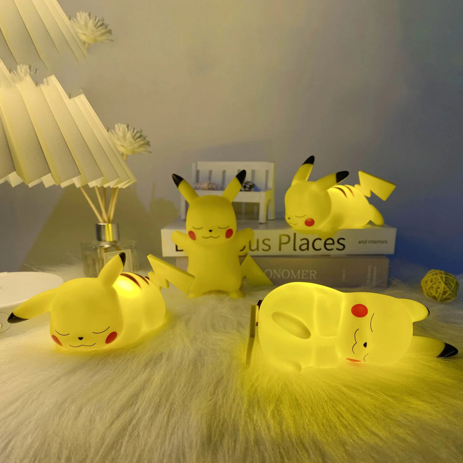 Pokemon Pikachu lampka nocna śliczne Anime miękkie światło sypialnia lampka nocna LED dekoracja pokoju zabawki dla dzieci na prezent