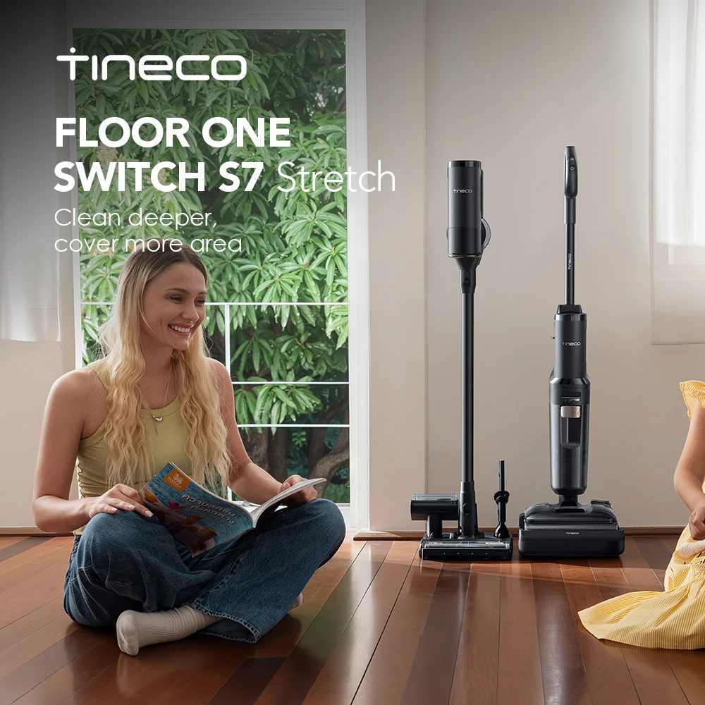 Tineco Floor One Switch S7: 5-in-1 set bestaande uit een stofzuiger voor nat en droog gebruik en een draadloze stofzuiger, met Flashdry zelfreinigingsfunctie, Dualblock anti-vlechttechnologie, 50