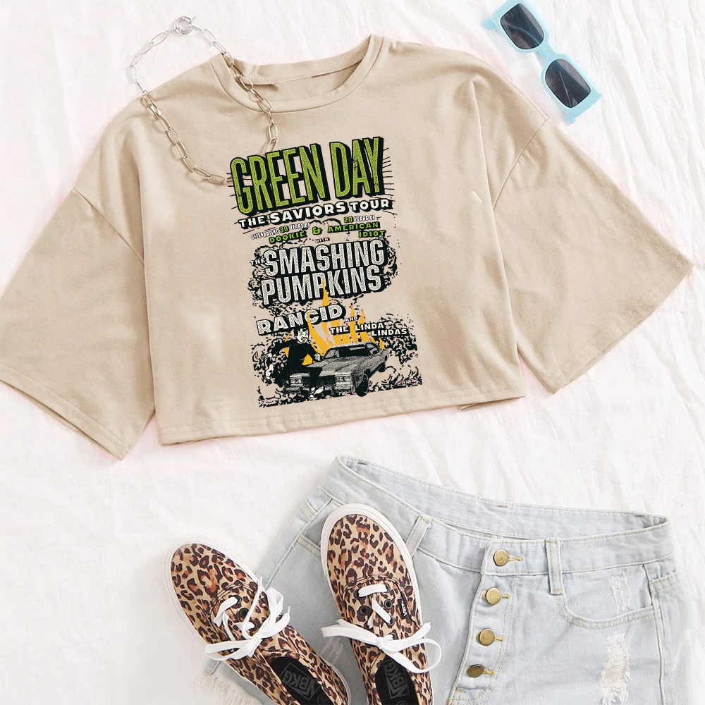 Green Day savors Band camicie donna Crop Top traspirante Streetwear abbigliamento Fashion Top