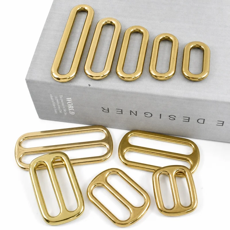 5/10/20Pcs 13-50mm Brass Metal Tri-Glide Buckles Backpack Bag Ring Clasp Belts Loop Hook DIY Hardware Accessories for Handbag